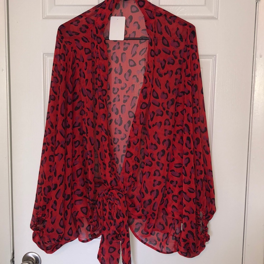 red cheetah print blouse